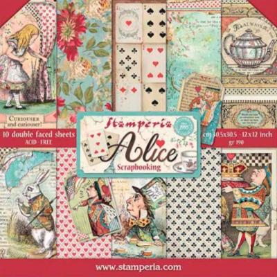 kit de Papeles Scrap  Stamperia 30 x30 Alice