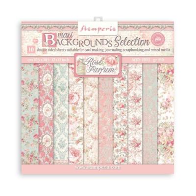 kit de Papeles  Stamperia 30 x30 Blackground Rose parfum