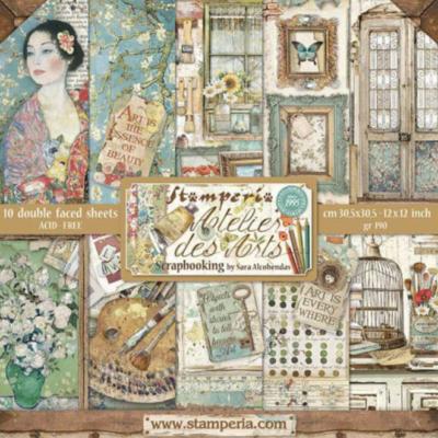 kit de Papeles Scrap  Atelier des Arts Stamperia 30 x30